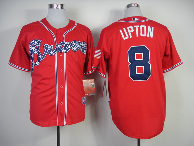 Men Atlanta Braves #8 Upton Red MLB Jerseys